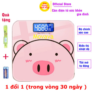 Cân điện tử sức khỏe thông minh hình lợn hồng cute, cân tiểu ly mini nhà bếp dùng pin