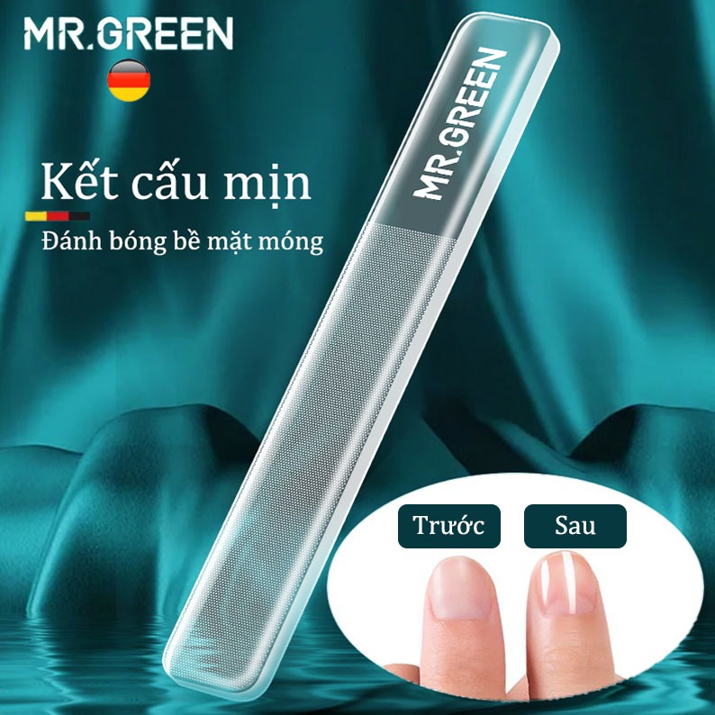 MR.GREEN,Dũa móng tay thủy tinh, sáng bóng móng với hạt Nano, MR-2166
