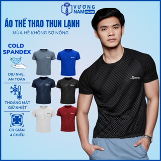 Áo thun nam thể thao ngắn tay cổ tròn trơn đẹp vải thun mát lạnh in vân VNO24