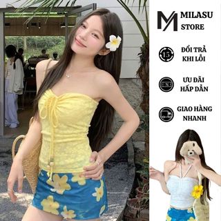  Áo Cup Ngực Ren Hoa Thắt Dây Điệu Đà MILASU Áo Quây Co Dãn Mềm Mịn 404 