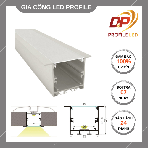 Thanh nhôm định hình led âm 3535