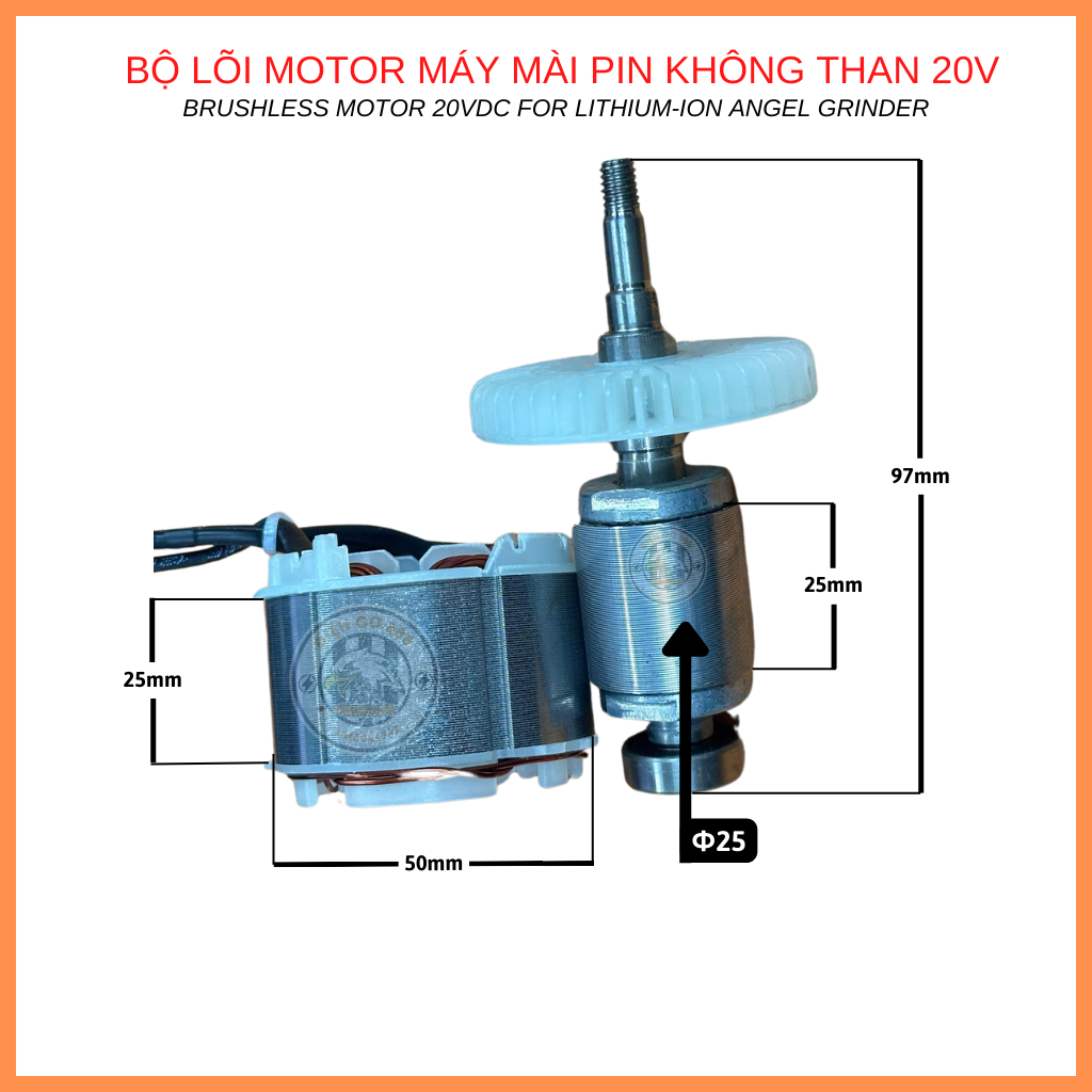 Bộ MOTOR KHÔNG CHỔI THAN DC 18V máy mài pin Trung Quốc (100% dây đồng)