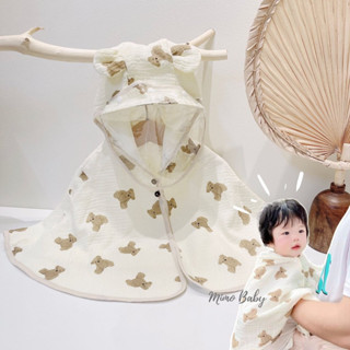 Áo choàng xô muslin tránh gió, tránh nắng kèm mũ chắn giọt bắn mềm mại cho bé Mimo Baby QA31