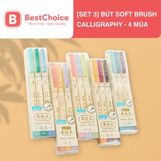   SET 3  Bút Soft Brush Bút Luyện Viết Calligraphy Bút Calligraphy Luyện Nét Set 3 Màu Và Set 12 Màu 
