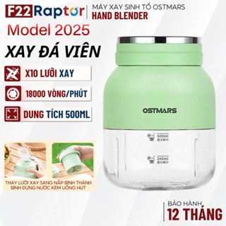 Máy Xay Sinh Tố Ostmars Cầm Tay Tích Điện, Máy Xay Mini Cầm Tay 10 Lưỡi Dao Dung Tích 500ml