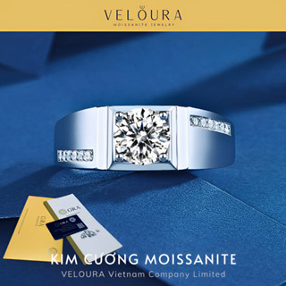 Nhẫn Nam Kim Cương Moissanite 1 Carat - Chính Hãng VELOURA - Dáng Vuông Lịch Lãm | GRA VJN022