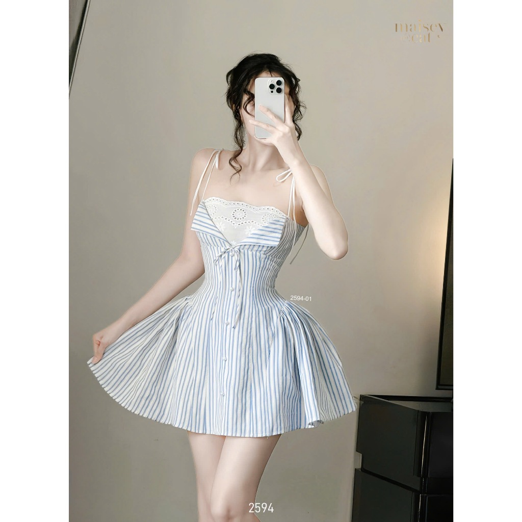 [MAISEY 2594] ĐẦM NGẮN KẺ VINTAGE PHỐI REN TÙNG PHỒNG