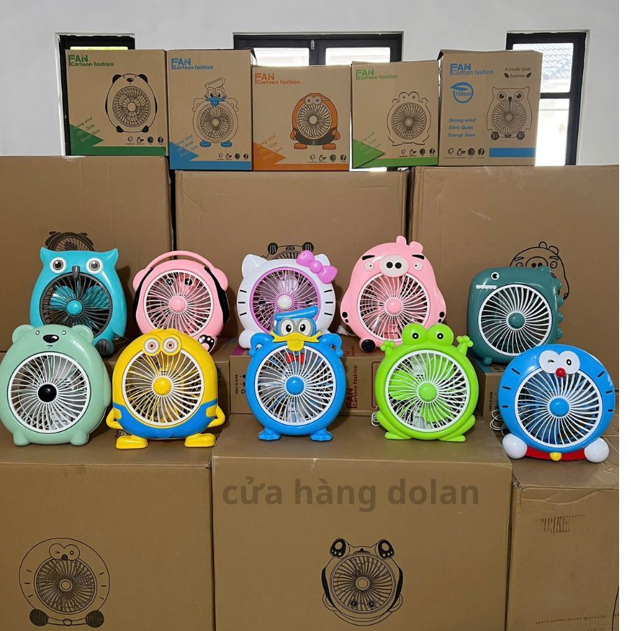 Quạt hoạt hình để bàn văn phòng, để giường cho trẻ em hình thú cắm điện. Quạt mini bền đẹp