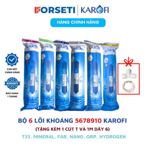 Combo 6 lõi khoáng Karofi 5678910 (T33, Mineral, Far, Nano, Orp, Hydrogen) lắp máy O-P1310