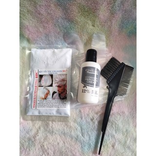 Combo 100gr bột tẩy tóc+100ml oxy+chén+lược+bao tay