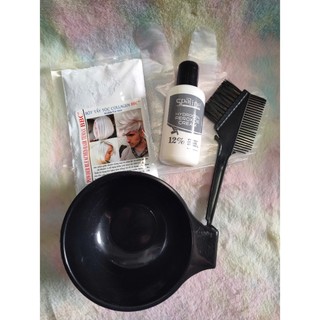 Combo 100gr bột tẩy tóc+100ml oxy+chén+lược+bao tay