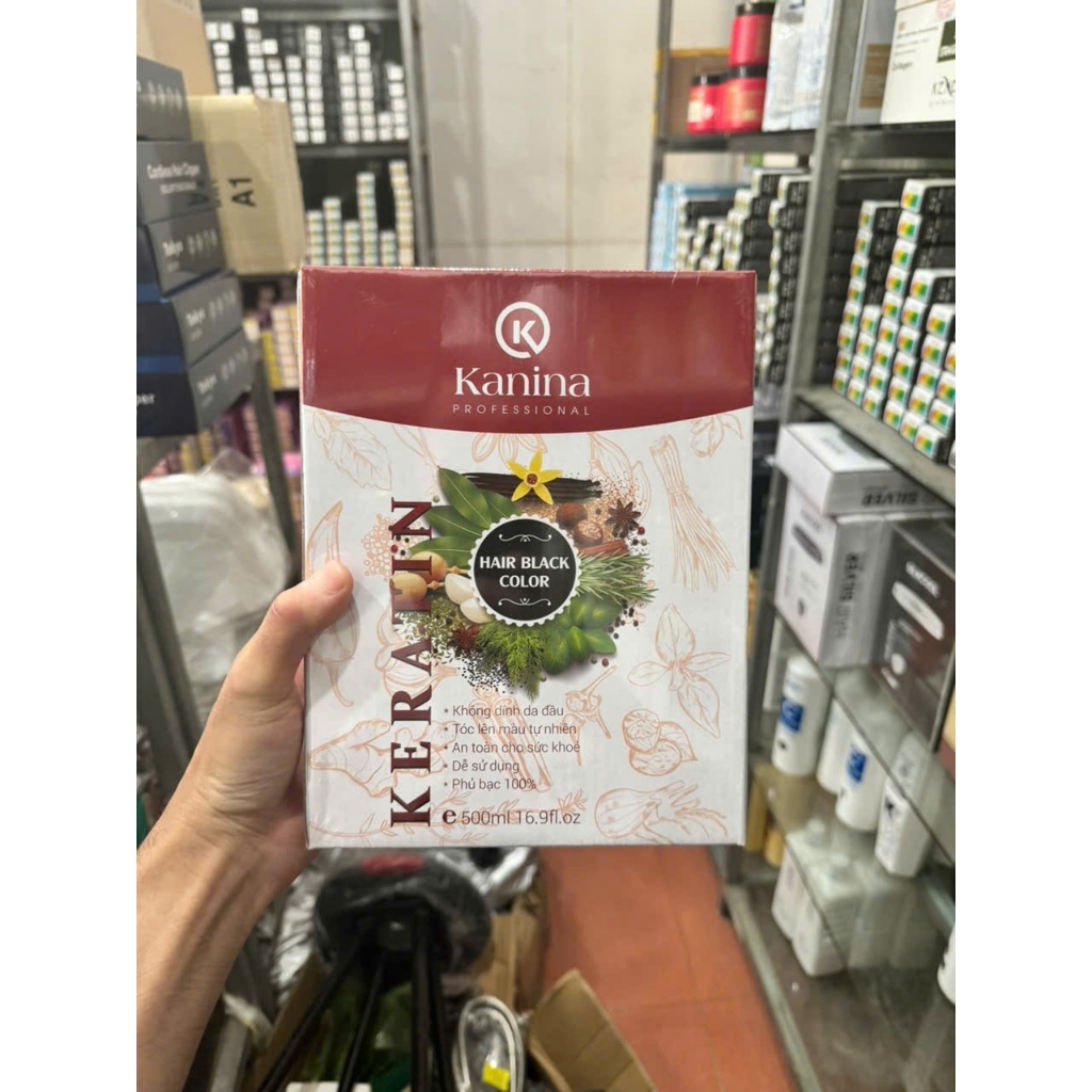 Nhuộm tóc đen Kanina ( 2 màu đen và nâu) phủ bạc không dính da đầu. tóc lên màu tự nhiên. NH KA130