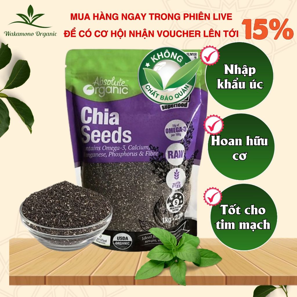 Hạt chia Organic đẹp da, tốt cho tim mạch người tiểu đường, tốt cho sức khỏe.