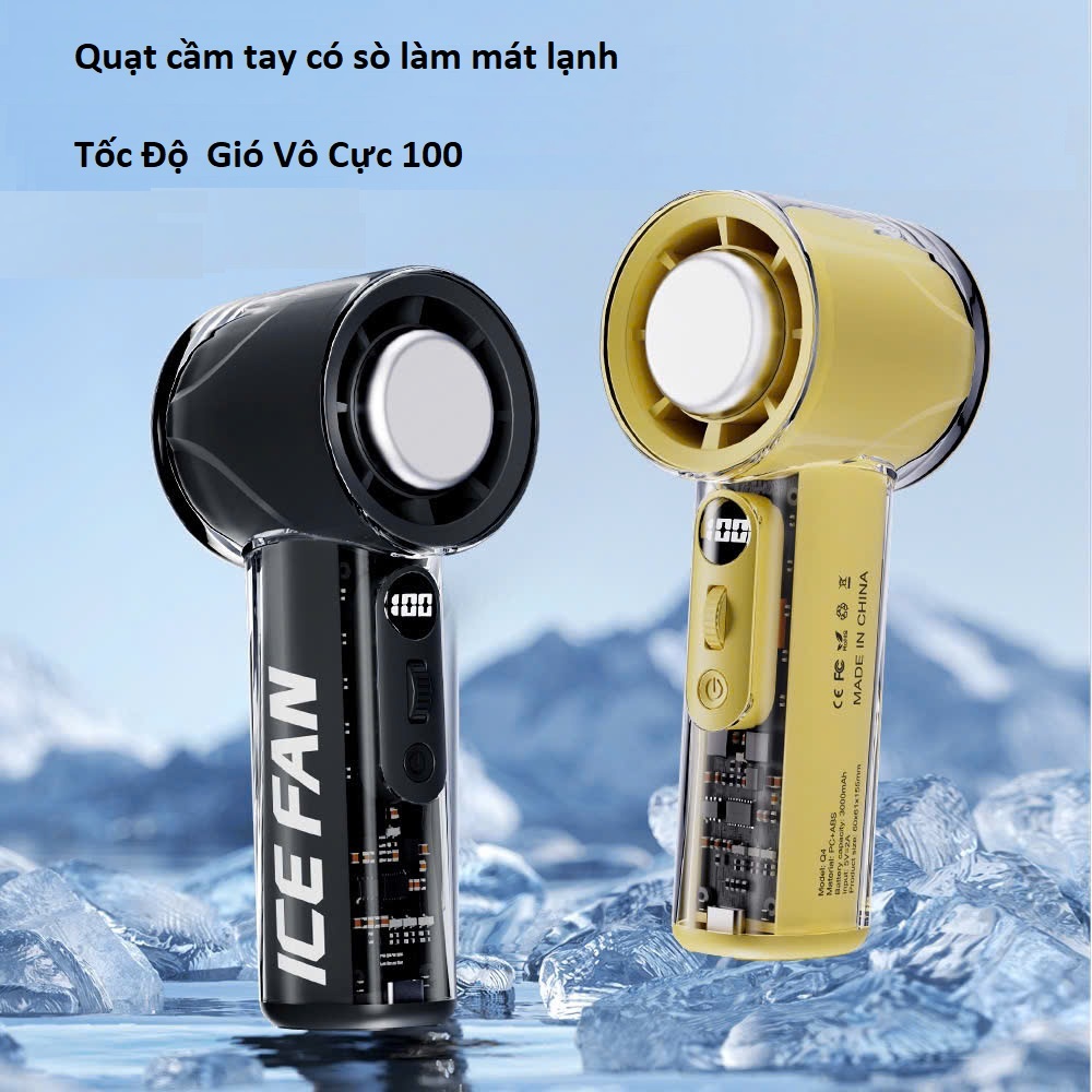 Quạt cầm tay ICE FAN 10x Tăng cường sức gió 100 cấp Độ điều chỉnh tốc độ Máy nén lạnh