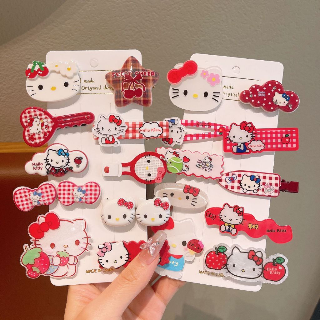 Bộ Kẹp Tóc Hello Kitty 2025 - Thiết Kế Không Đau Tóc | Phụ Kiện Dễ Thương Cho Bé Gái
