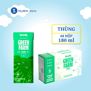  Vinamilk - Thùng 48 hộp 180ml Sữa tươi tiệt trùng Vinamilk Green Farm Organic - Sữa tươi tiệt trùng 