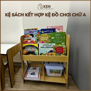 Kệ Sách Cho Bé, Kệ Đồ Chơi Cho Bé 2 Trong 1, Kệ Kết Hợp Chữ A Lắp Ráp Đa Năng KenHomeDecor