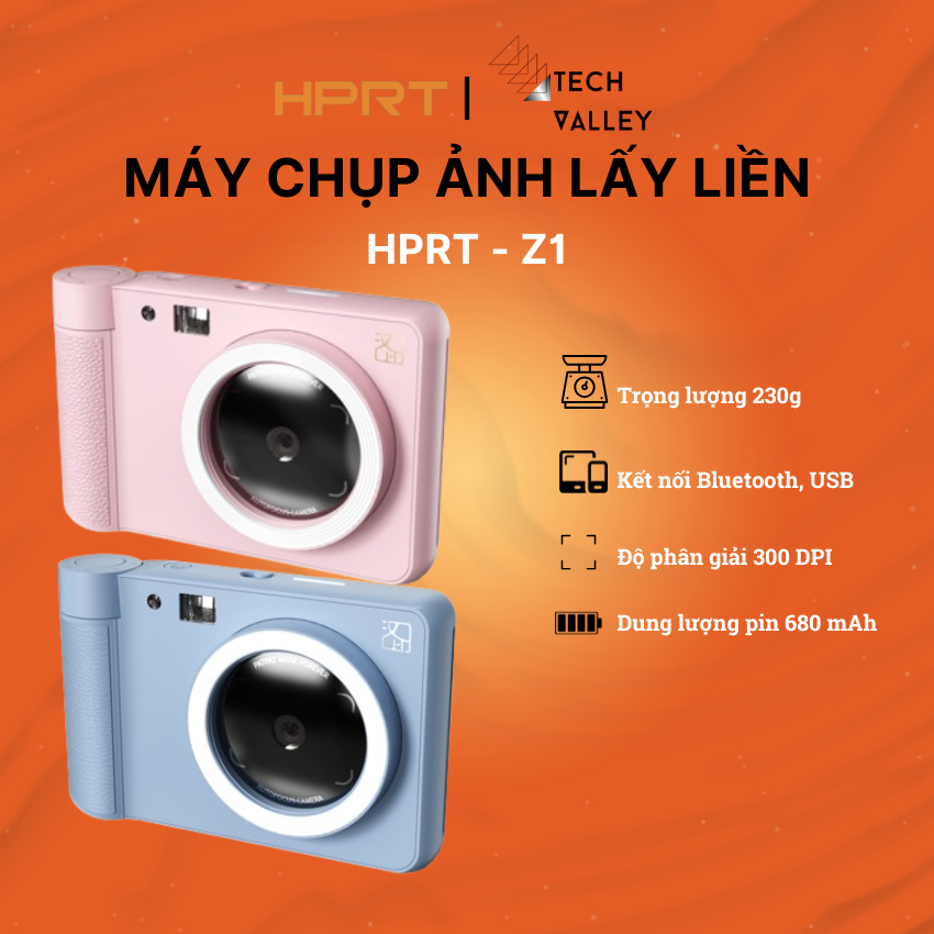 Máy chụp ảnh lấy liền HPRT-Z1, In Lấy Liền, Camera Sắc Nét, 8 Bộ Lọc Ảnh, Kết Nối Bluetooth 5.2