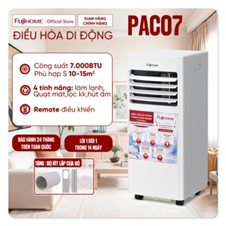 Điều hoà di động 15m2 Fujihome PAC07 Nhập Khẩu, Máy lạnh di động mini 7000 BTU 4 tính năng làm lạnh, quạt, hút ẩm