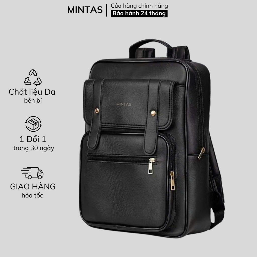 Balo Da PU Cao Cấp Chống Thấm MINTAS - Thời Trang, Đa Năng, Dành Cho Cả Nam Và Nữ