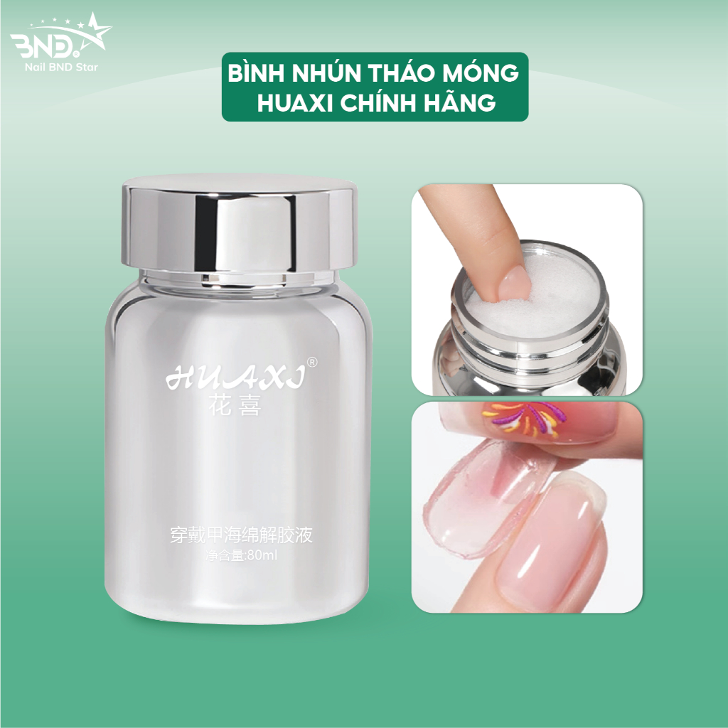 Nước tháo móng Huaxi 80ml chính hãng - Bình nhún tháo móng không nóng, không hại móng an toàn cho da
