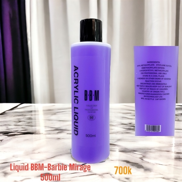 Lưu huỳnh(Acrylic Liquid) BBM-Barbie Mirage 500ml , Lưu huỳnh đắp bột làm móng nail