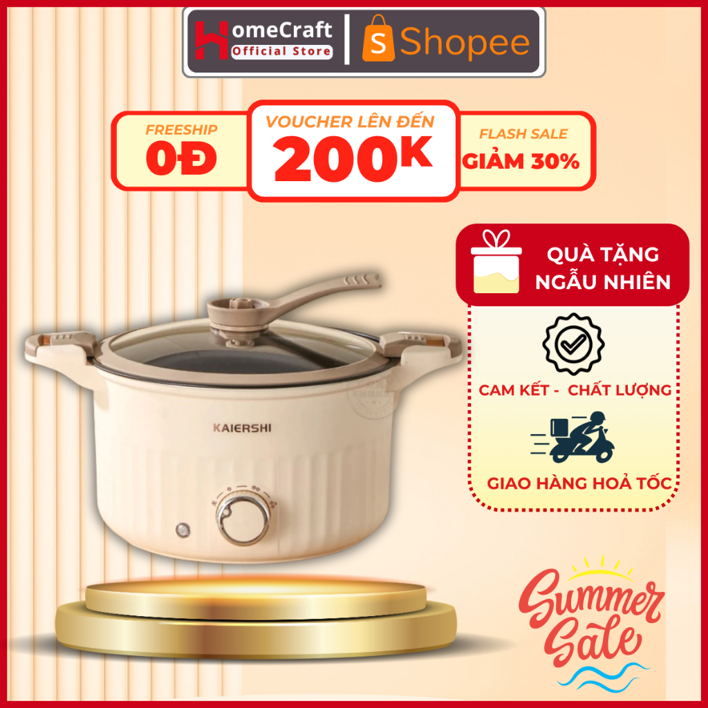 Nồi Áp Suất Đa Năng KAIERSHI Dung Tích 3L Size 24cm,3 Chế Độ Lẩu, Hầm, Soup, Nấu Cơm BH 12 tháng