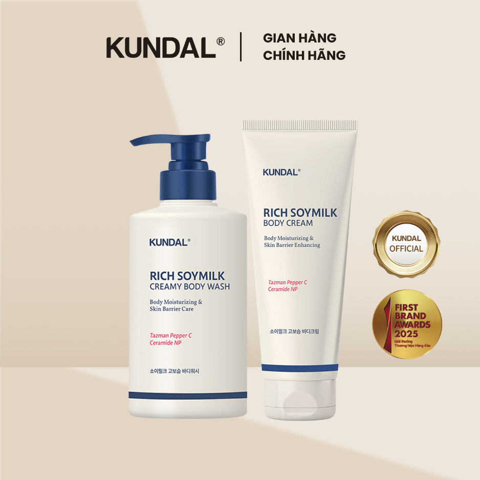 Set Sữa tắm + Kem dưỡng thể Kundal RIch Soymilk*2ea