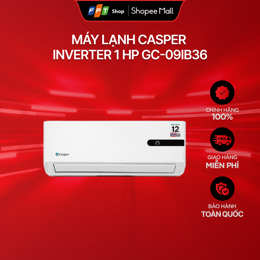 [Miễn phí giao hàng - Không lắp đặt] Máy Lạnh Casper Inverter 1 HP GC-09IB36