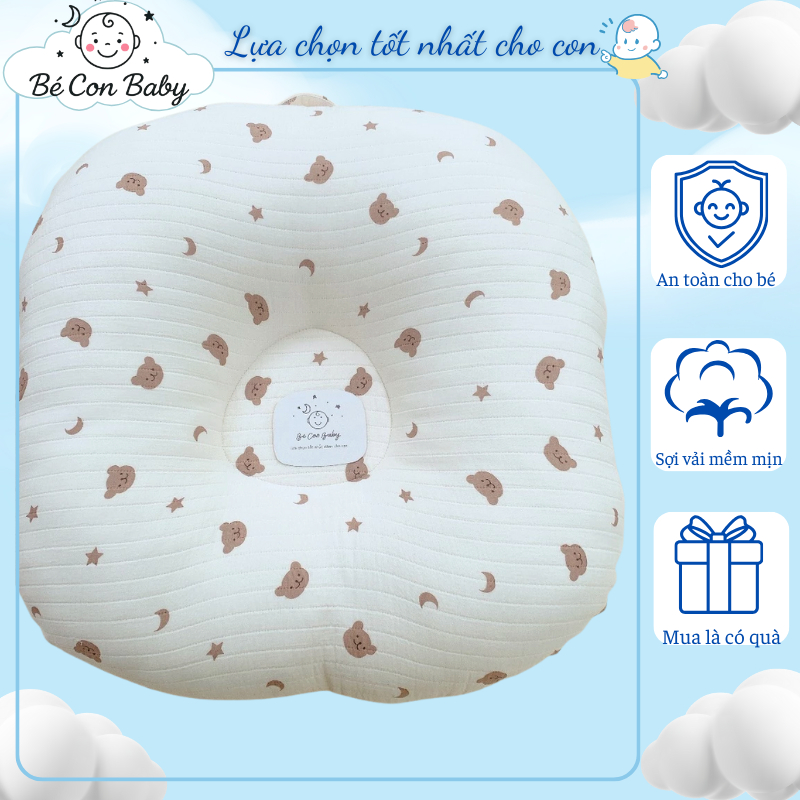 Gối Chống Trào Ngược Cho Bé Sơ Sinh Chống Sặc Sữa, Gối Cho Bé Nằm Chơi Ngoan Ngủ Ngon - Bé Con Baby