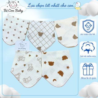 Set 5 Khăn Yếm Tam Giác Xô Viền Rode Trang Trí Muslintree, Khăn Yếm Xô Tam Giác 4 Lớp Cao Cấp Cho Bé