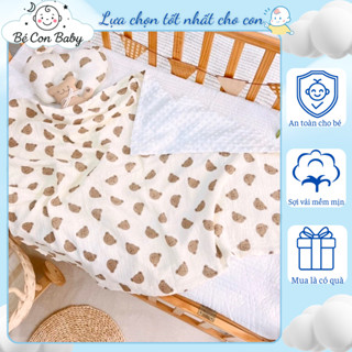 Chăn Cho Em Bé, Vải Xô Muslin Cao Cấp Kết Hợp Nhung Bi Matxa Họa Tiết Đáng Yêu - Bé Con Baby