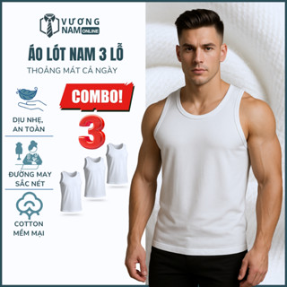 Áo lót nam cotton 3 cái ba lỗ sát nách trắng hanoisimex thấm hút mồ hôi tốt VNO04