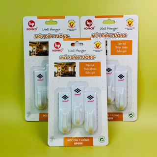 Móc 3 vuông HPG08 – Móc dán dính tường bằng nhựa Hồng Phát cao cấp – Móc dán trang trí phòng tiện lợi, dễ sử dụng