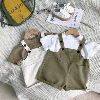 Set Quần Yếm Kaki Mềm Có Túi Kèm Áo LOTUKA Cho Bé Trai Bé Gái, Quần Yếm Cho Bé, Quần Áo Trẻ Em Size 3-12kg