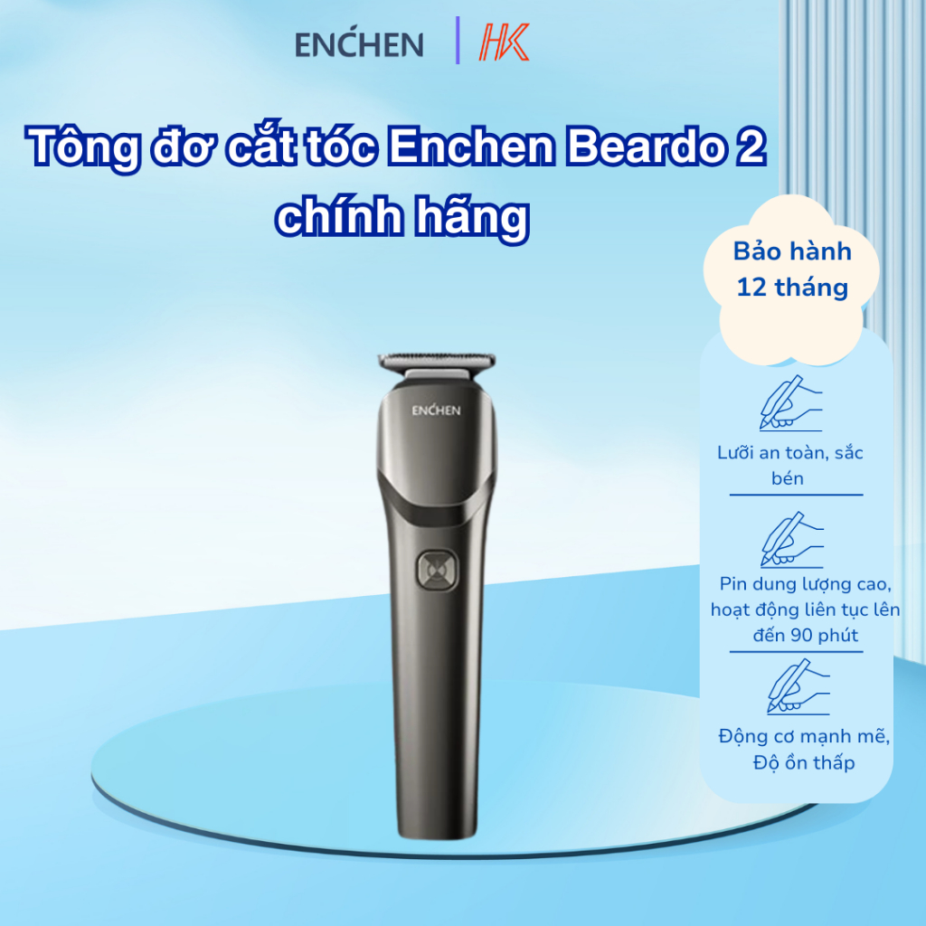 Tông Đơ Cắt Tóc Enchen Beardo 2 Tốc Độ Cao, Lưỡi Thép Không Gỉ, Bảo Hành 12 Tháng- Gia Dụng Việt Hk