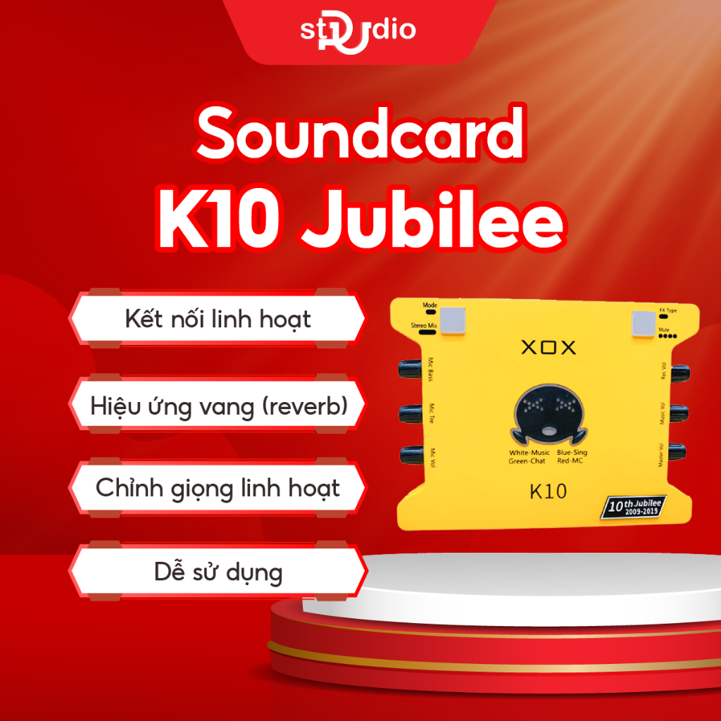 Sound card XOX K10 Jubilee Sound card livestream Thiết Bị thu âm -  BẢO HÀNH 12 tháng 1 đổi 1