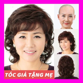   HOẢ TỐC  Tóc Giả Trung Niên Nguyên Đầu Cho Mẹ Cao Cấp Tặng Lưới Trùm 