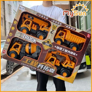 Bộ xe công trình đồ chơi cho bé mô hình xe ô tô cần cẩu xe ben cở cát xe bồn trộn bê tông đồ chơi