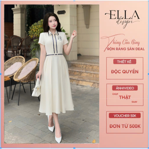 Váy Đầm Thiết Kế Ella Desgin dành cho nữ kiểu dáng cổ bẻ phù hợp đi chơi đi, đi làm A05