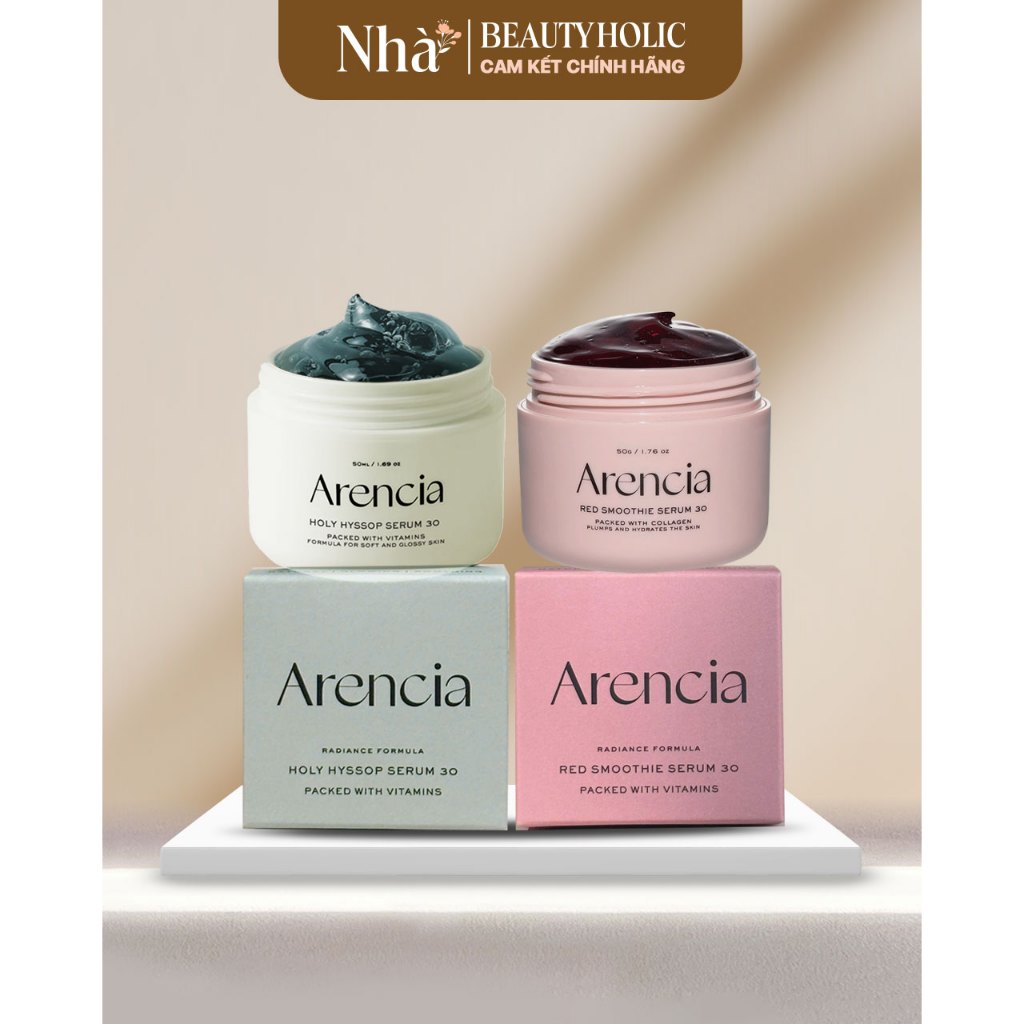 Serum dạng hũ dưỡng ẩm, sáng da, chống chảy xệ ARENCIA HOLY HYSSOP SERUM 30/ RED SMOOTHIE SERUM 30