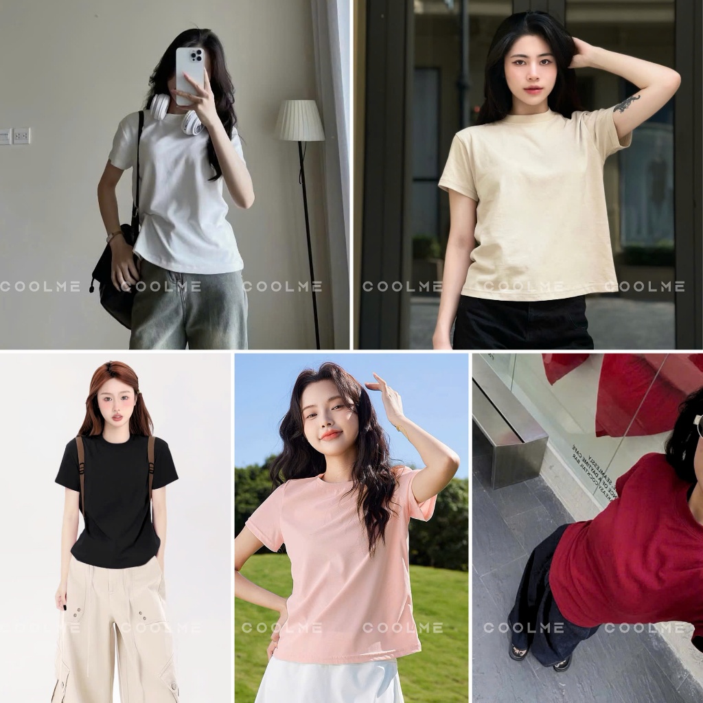 Áo baby tee trơn Coolme, áo thun babytee basic 100% cotton 250gsm local brand hồng be trắng đen | BigBuy360 - bigbuy360.vn