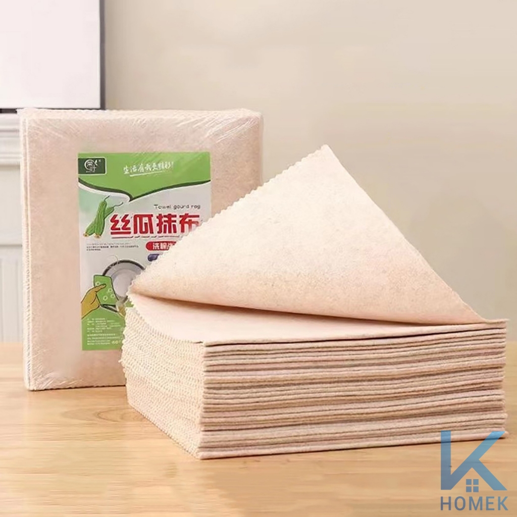 Set 50 Khăn Lau Dầu Mỡ Xơ Mướp HOMEK, Từ Sợi Thực Vật Tự Nhiên An Toàn Thấm Hút Dầu Tốt