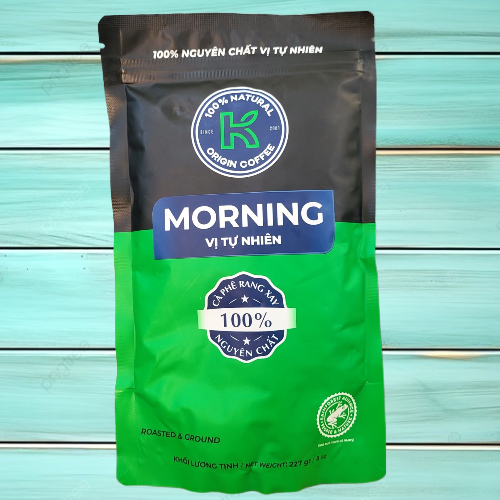 K MORNING ++ túi XANH LÁ 227g ++ CÀ PHÊ RANG XAY NGUYÊN CHẤT VỊ TỰ NHIÊN K COFFEE Natural Origin Cof