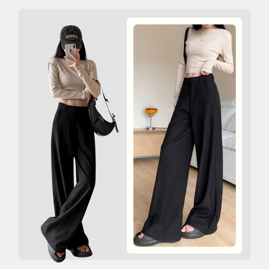 Quần vải ống rộng ROSA PANT, quần tây ống rộng dáng suông, cạp cao, DÀI 105cm, tôn dáng, đi học, đi làm công sở Q11 | BigBuy360 - bigbuy360.vn
