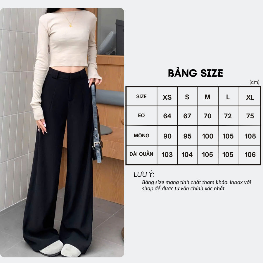 Quần vải ống rộng ROSA PANT, quần tây ống rộng dáng suông, cạp cao, DÀI 105cm, tôn dáng, đi học, đi làm công sở Q11 | BigBuy360 - bigbuy360.vn