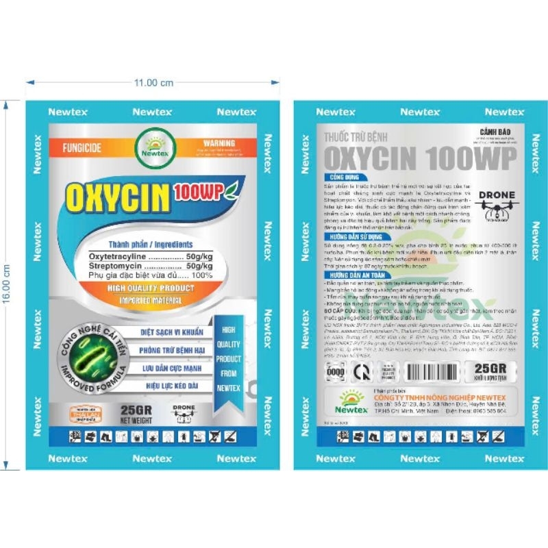 Oxycin 100wp 25gr phòng trừ bệnh do vi khuẩn gây ra