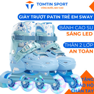 Giày patin trẻ em có đèn led - Bánh cao su trượt mượt - Chĩnh hãng Sway tặng kèm bảo hộ chân tay -TOMTIN SPORT
