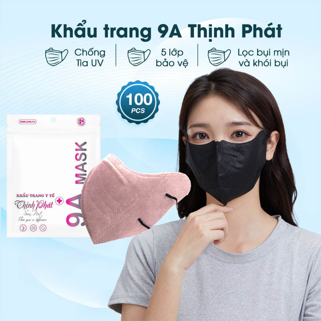 Combo 100 chiếc khẩu trang 9A Thịnh Phát Màu Hồng Tím , Khẩu trang 9A Mask Màu Hồng Tím cao cấp