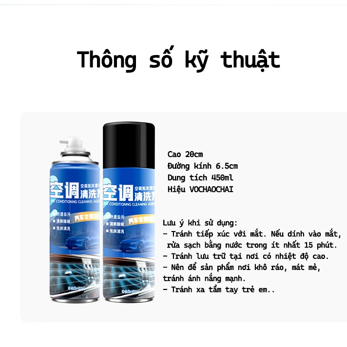 Chai Xịt Vệ Sinh Máy Lạnh Xe Hơi 450ml – Làm Sạch Nhanh, Dễ Dàng Sử Dụng